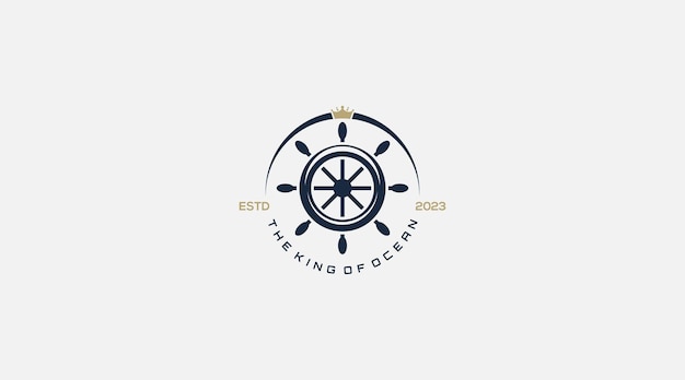 Vector ocean king badge boat logo design template