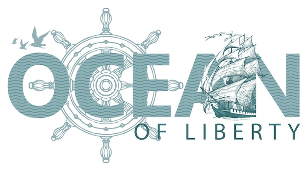 Vector ocean of liberty travel banner