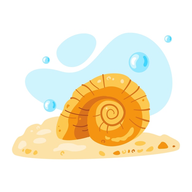 Ocean life. Vector illustration of sea shell for children books, rooms, fabric, greeting cards