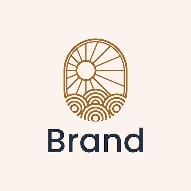 Ocean line Logo Design vector