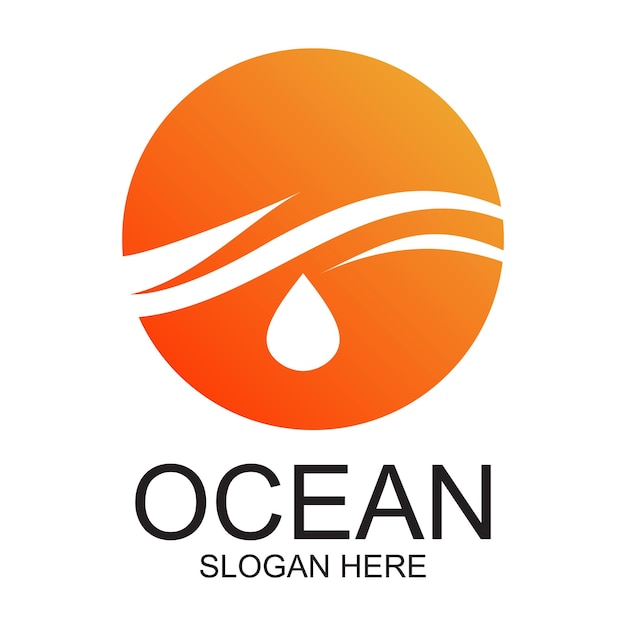 Ocean logo design simple concept Premium Vector