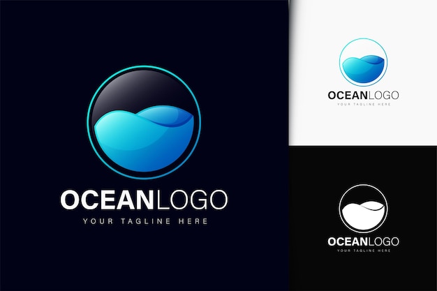 Vettore design del logo dell'oceano con gradiente