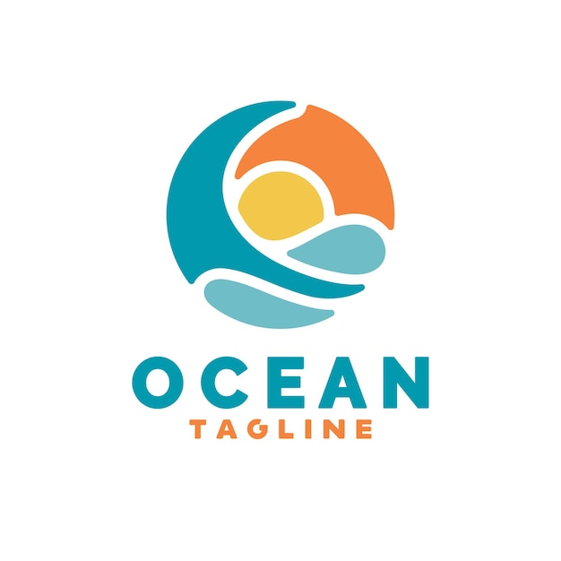 Design del logo ocean mark, design del logo semplice e minimale