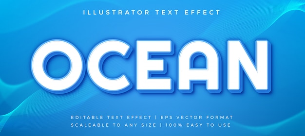 Vector ocean modern blue  text font effect