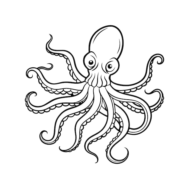 ocean octopus coloring book page line art vector
