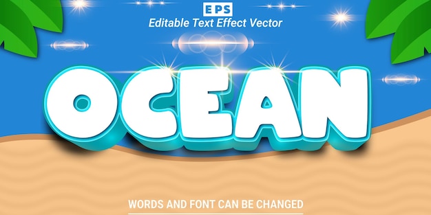 Ocean sale 3d редактируемый текстовый эффект вектор с фоном