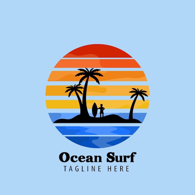 Векторная иллюстрация Ocean Surf Подходит для вашего логотипа или печати на футболке