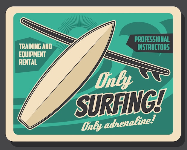 Vector ocean surfing club surfplank en golf