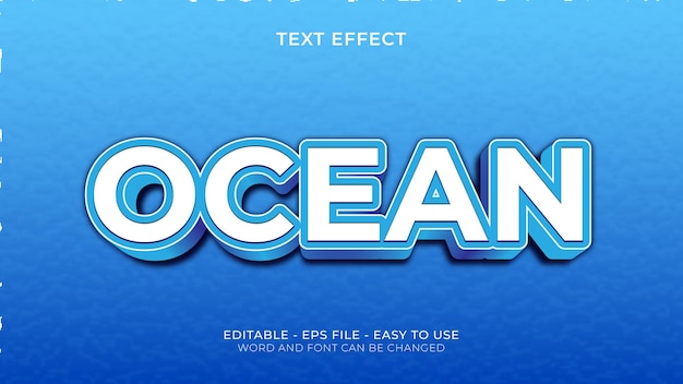 Vector ocean teksteffect in blauwe kleuren