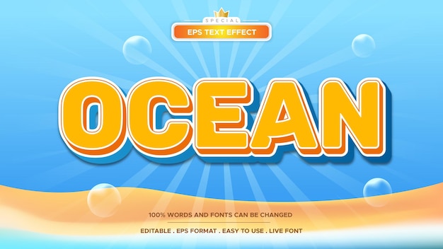 Ocean text effect 3d editable style