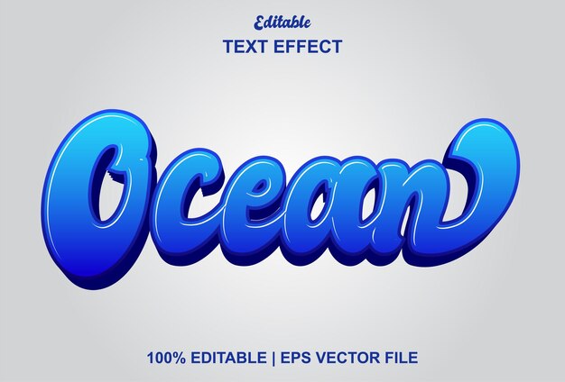 Ocean text effect with blue color for logo promotion brand and more