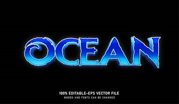 Ocean text effect with editable font