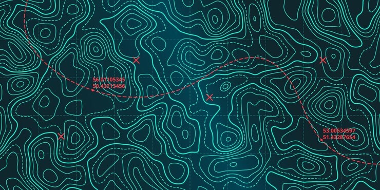 Vector ocean topographic line map with curvy wave isolines vector illustration sea depth topographic
