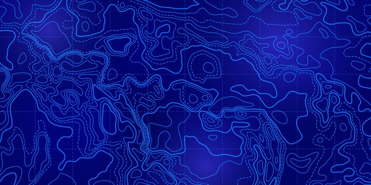 Vector ocean topographic line map with curvy wave isolines vector illustration