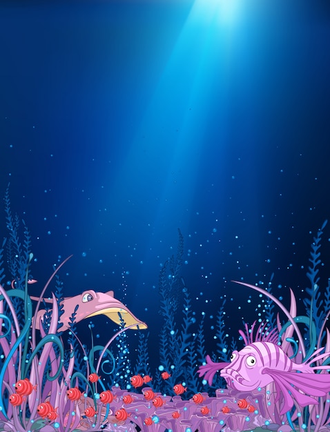 Ocean underwater cartoon