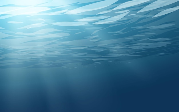 Vector ocean underwater view with sunlight