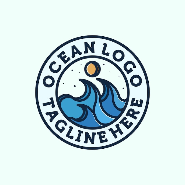 Ocean Wave Logo Design Exclusive Logo Symbol or Icon of Ocean Creative and Minimalist Wave Logo Template Modern Line Art Ocean Water or Wave Template Design Sun and Sea Logo Concept Inspiration