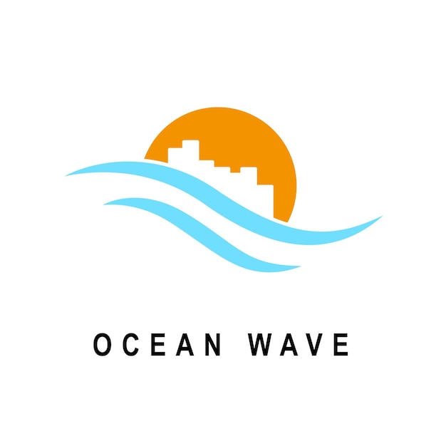 Ocean wave logo met appartement vector design template design