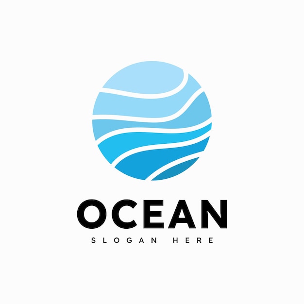 Ocean Wave Logo Template Vector Ocean simple and modern logo design