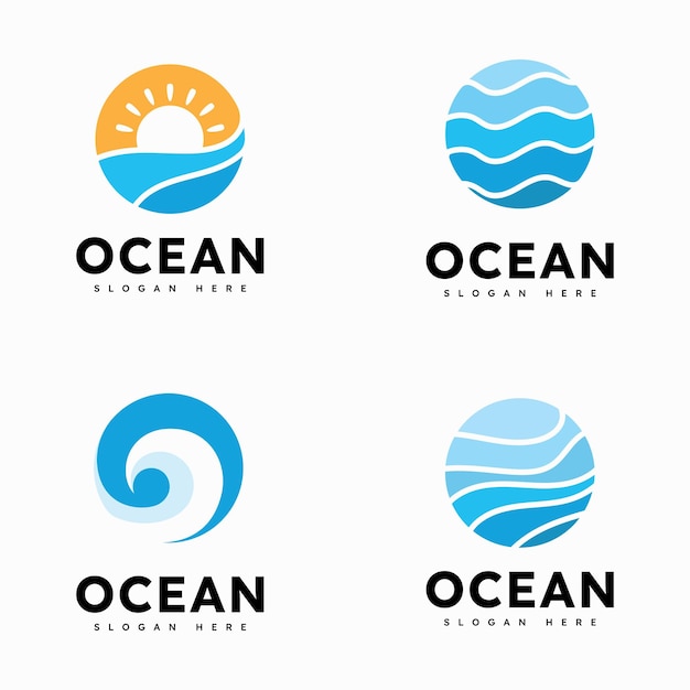 Ocean Wave Logo Template Vector Ocean simple and modern logo design