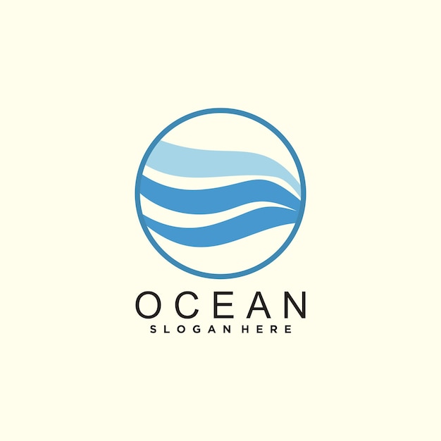 Vector ocean wave logo template vector ocean simple and modern logo design