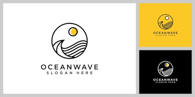 Modello di progettazione vettoriale del logo dell'onda oceanica