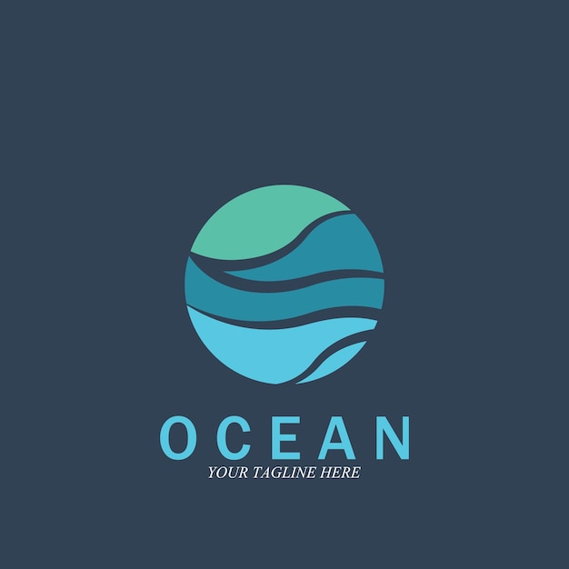 Vettore modello di progettazione dell'illustrazione di vettore di logo del mare dell'onda di oceano