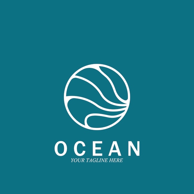 Vettore modello di progettazione dell'illustrazione di vettore di logo del mare dell'onda di oceano