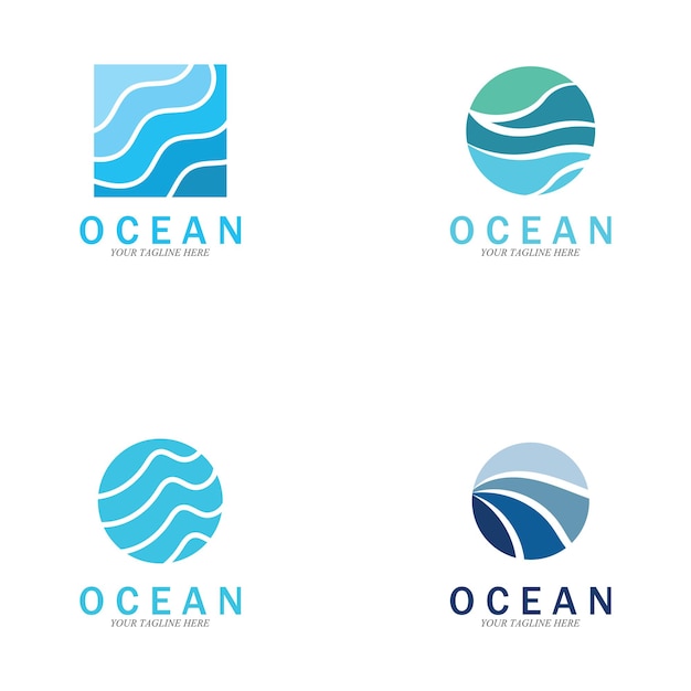 Ocean wave sea logo vector illustration design template