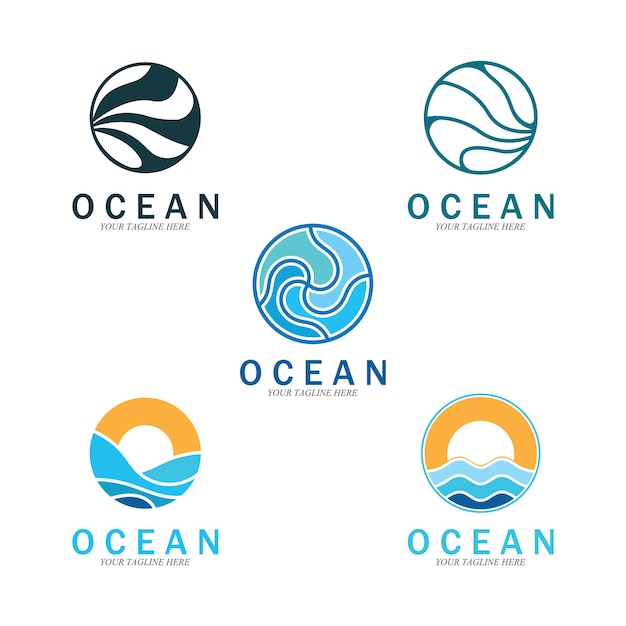 Ocean wave sea logo vector illustration design template