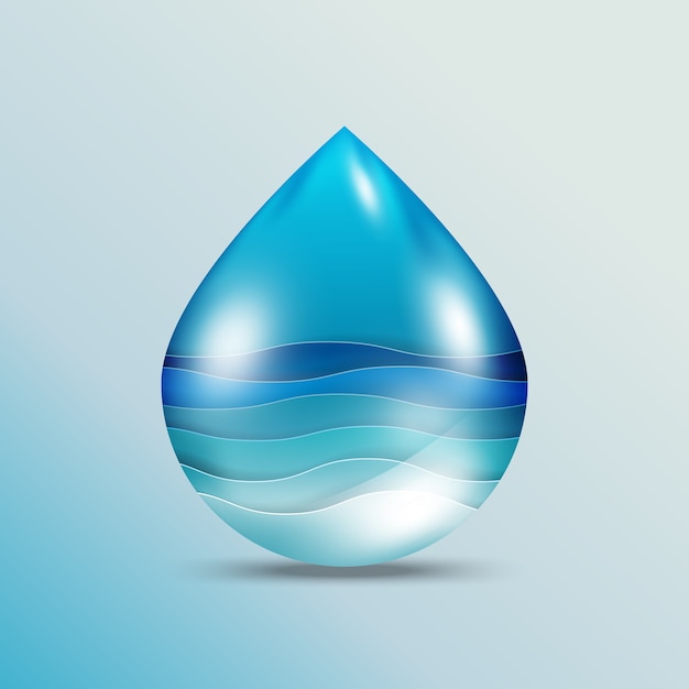 Vector ocean wave on water drop