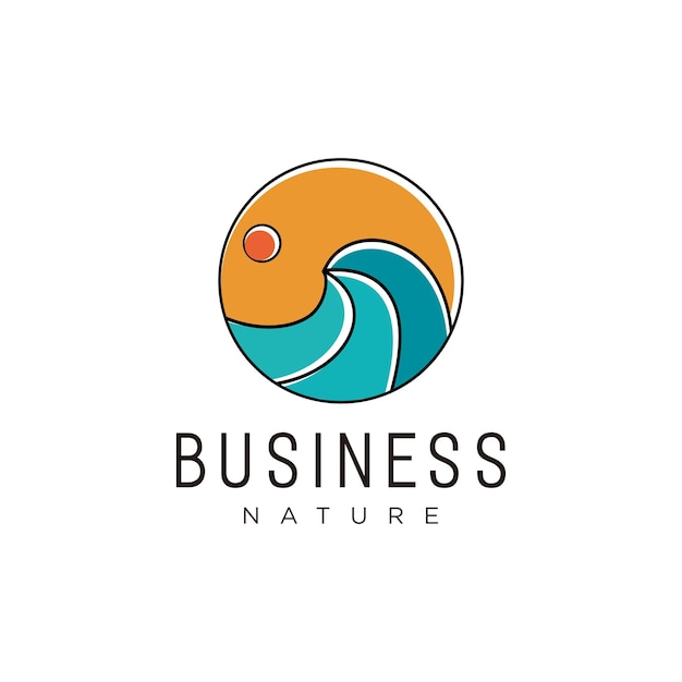 Ocean wave water logo design illustration