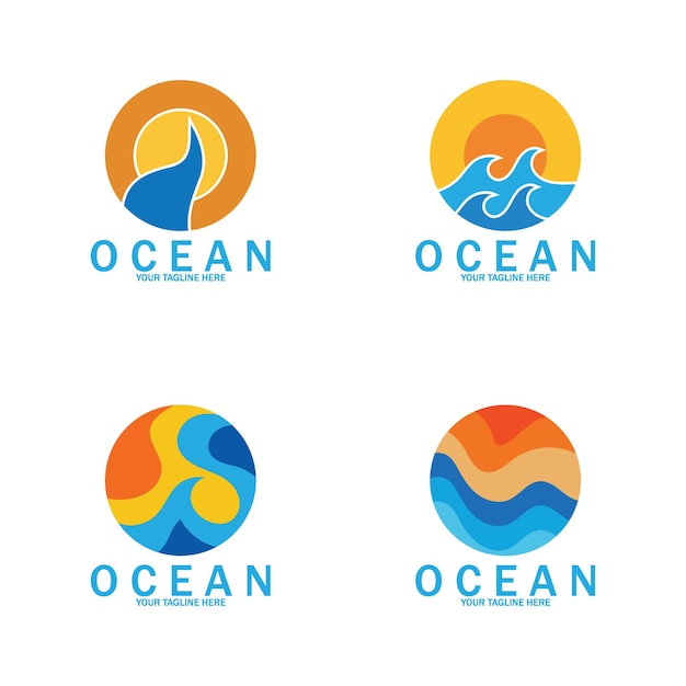 Ocean wave zee logo vector illustratie ontwerpsjabloon