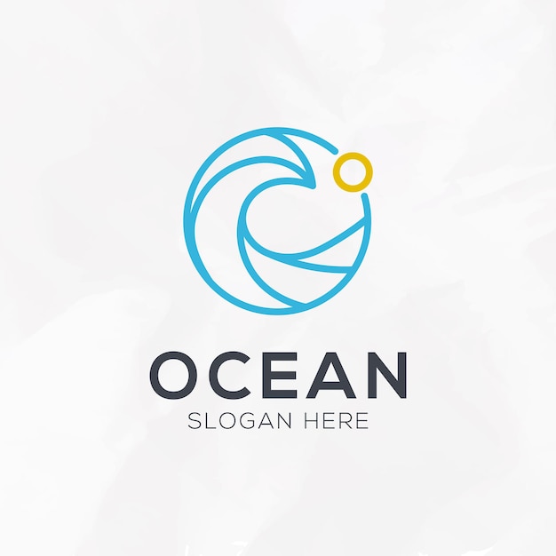 Ocean waves in a circle logo Simple and modern design template