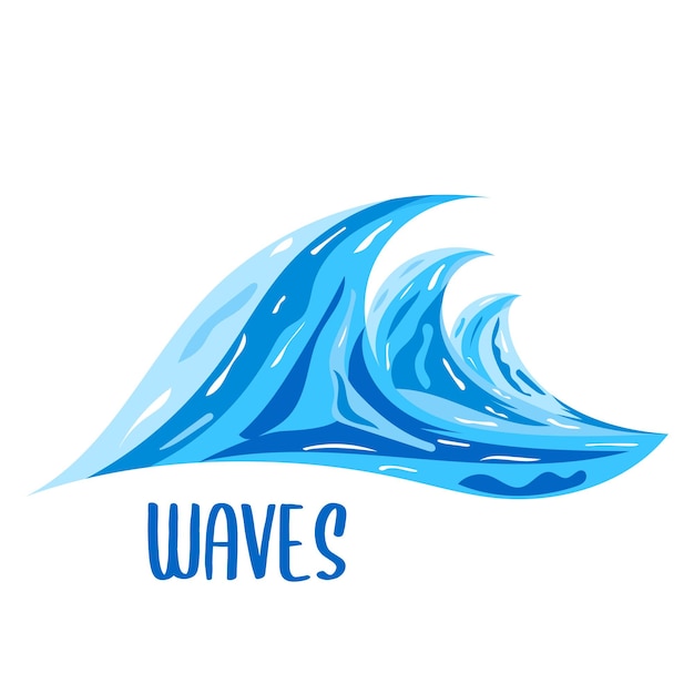 Ocean Waves Design Hand Drawn Vector