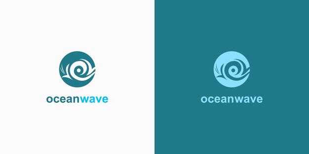 Vettore simbolo di design del logo delle onde oceaniche con un concetto unico di vettore premium