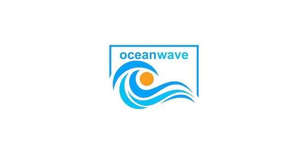 Simbolo di design del logo delle onde oceaniche con un concetto unico di vettore premium