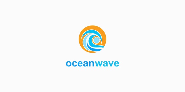 Ocean waves logo ontwerp symbool met uniek concept premium vector