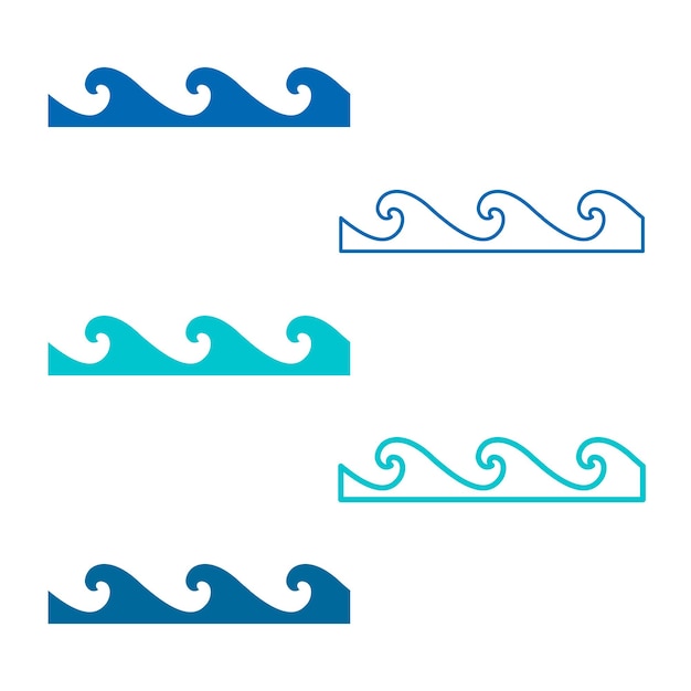 Vector ocean waves set nautical marine symbols vector sea wave icons vector illustration eps 10