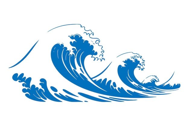 Design minimalista delle onde dei vettori della maglietta delle onde dell'oceano