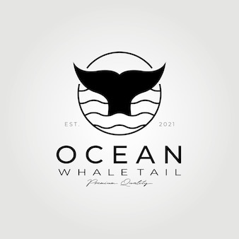 Disegno dell'illustrazione vettoriale del logo della coda della balena dell'oceano, logo della balena