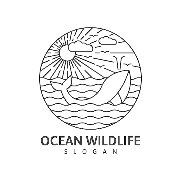 Ocean wildlife whale monoline outdoor nature vector