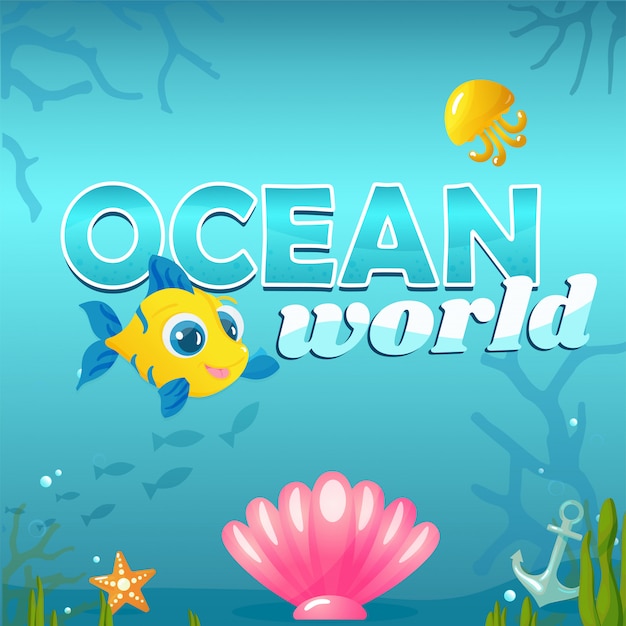 Vector ocean world illustration with elements