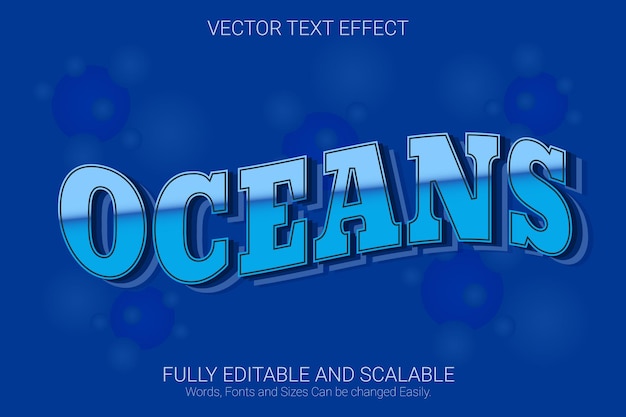 oceanen bewerkbaar teksteffect, blauwe kleur tekststijl