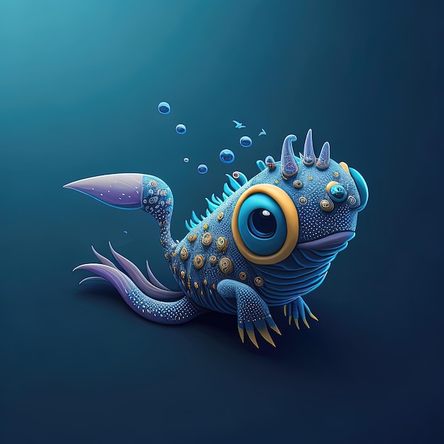 Vector oceanic cutie charmant gedetailleerde illustratie van zeewezen