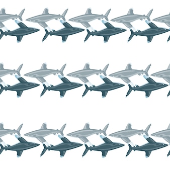 Modello senza cuciture dello squalo pinna bianca oceanico in stile scandinavo. sfondo di animali marini. illustrazione vettoriale per bambini divertenti stampe tessili, tessuti, striscioni, sfondi e sfondi.