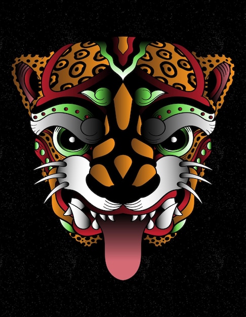 Vector ocelot aztec art mask