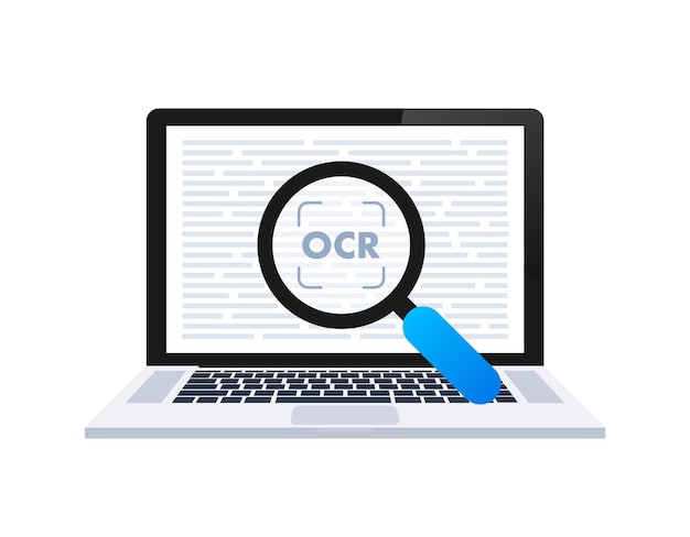 Ocr optical character recognition document scan process of recognizing document