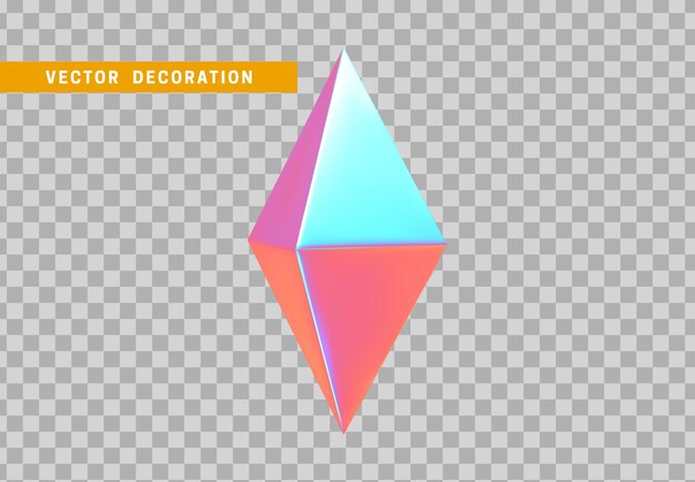 Octaëder volumetrische veelvlak geïsoleerd met kleurrijke hologram kameleon kleurverloop. Abstracte 3D-objecten geometrische vorm. vectorillustratie