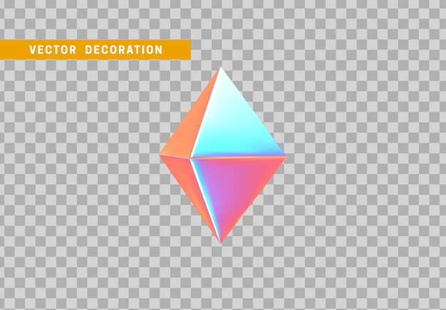 Octaëder volumetrische veelvlak geïsoleerd met kleurrijke hologram kameleon kleurverloop. Abstracte 3D-objecten geometrische vorm. vectorillustratie